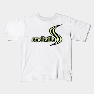 Smellville Logo Light Green with Black Outline Kids T-Shirt